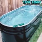 BlackTipsy Tanks pool with water in a backyard setting