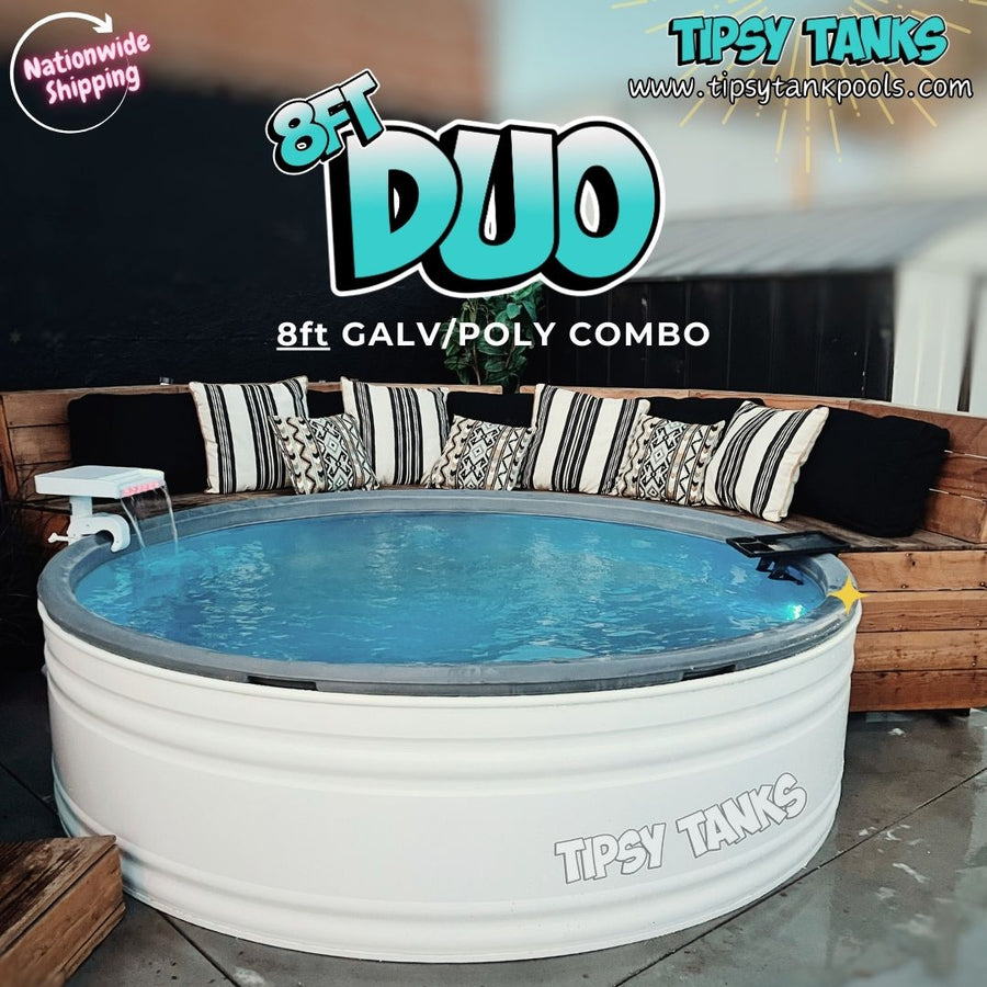 8ft DUO Stock Tank Pool: Durable Galvanized & Poly Combo – Tipsy Tank Pools