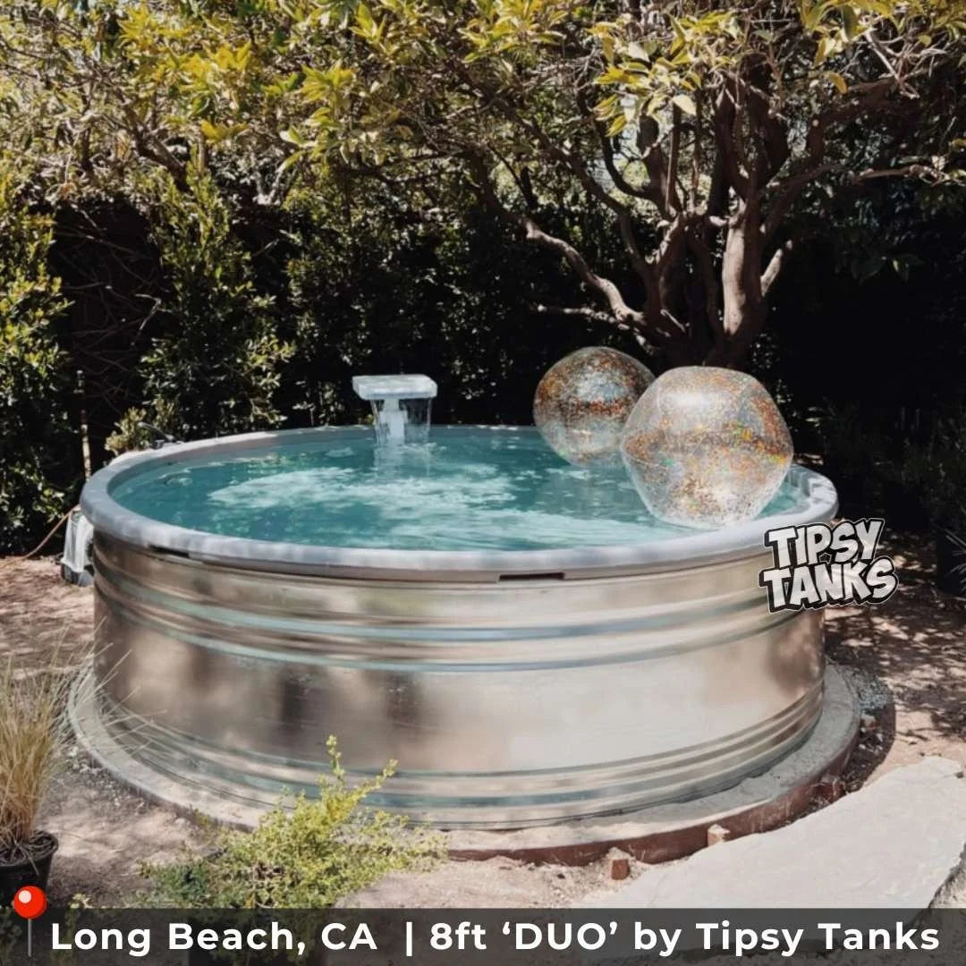 Galvanized Pool Shell 8ft DUO Stock Tank Pool: Durable Galvanized & Poly Combo – Tipsy Tank Pools
