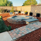 small backyard inground stock tank pool with paver patio landscaping seating area budget pool setup