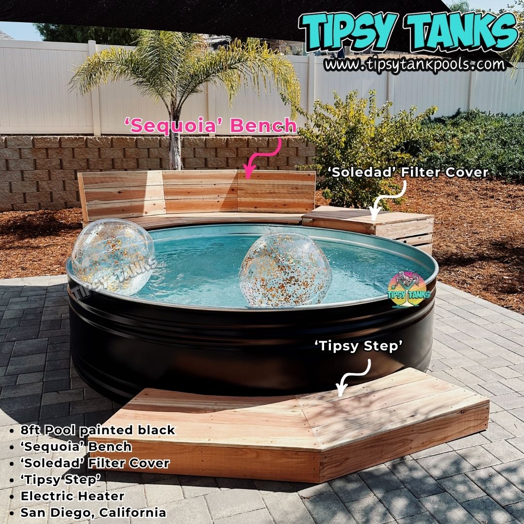 stock tank pool with benches by 'Tipsy Tanks' 